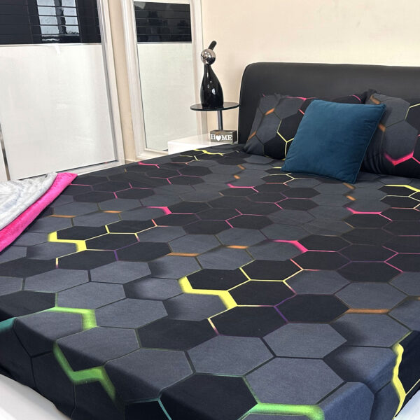 3D football Shade – 100% Cotton King Flat  Bed Sheet Set – Deep Pocket 39cm – Soft, Cooling & Breathable Bed Sheets – Wrinkle-Resistant with 360° Elastic – Luxury King Size Bedding with Pillowcases