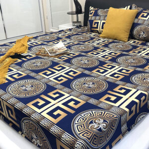 NAVY NEBULA – 100% Cotton King Fitted Bed Sheet Set – Deep Pocket 39cm – Soft, Breathable & Cooling Bed Sheets – Wrinkle-Resistant with 360° Elastic – Luxury King Size Bedding with Pillowcases