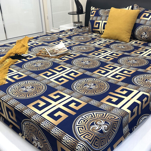 NAVY NEBULA – 100% Cotton King Fitted Bed Sheet Set – Deep Pocket 39cm – Soft, Breathable & Cooling Bed Sheets – Wrinkle-Resistant with 360° Elastic – Luxury King Size Bedding with Pillowcases