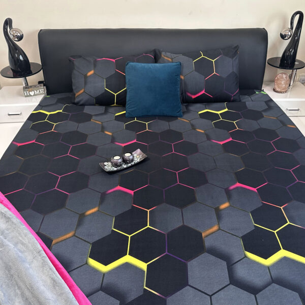3D football Shade – 100% Cotton King Flat  Bed Sheet Set – Deep Pocket 39cm – Soft, Cooling & Breathable Bed Sheets – Wrinkle-Resistant with 360° Elastic – Luxury King Size Bedding with Pillowcases - Image 2