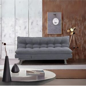 sofa cum bed living room | Fabric Sofa Bed Chrome Legs | Three Seat Sofa bed | Modern Design Living Room Sofa