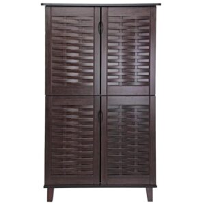Wooden Shoe Rak/Organiser With 4 Doors - Color Dark Brown Size (130H x 80W x 40D cm) Model -1518.