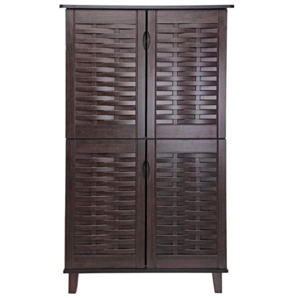 Wooden Shoe Rak/Organiser With 4 Doors - Color Dark Brown Size (130H x 80W x 40D cm) Model -1518.
