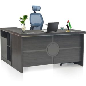 Executive Office Wooden Desk Table With 3 Lockable Drawers, 1 Keyboard Stand Attractive Design | Wooden computer table | Office Wood Desk (Wooden Office Desk 140Cm .)