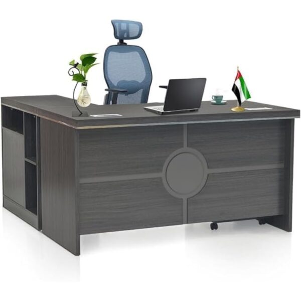 Executive Office Wooden Desk Table With 3 Lockable Drawers, 1 Keyboard Stand Attractive Design | Wooden computer table | Office Wood Desk (Wooden Office Desk 140Cm .)