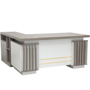 Wooden L-Shape 160Cm Office Desk with 3 Lockable Drawers - Stylish Manager Executive Desk, Spacious Computer Table for Home or Office, Attractive Modern Design