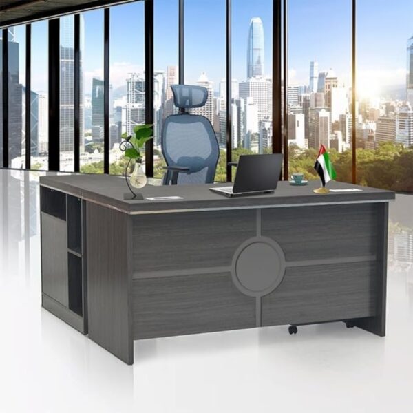 Executive Office Wooden Desk Table With 3 Lockable Drawers, 1 Keyboard Stand Attractive Design | Wooden computer table | Office Wood Desk (Wooden Office Desk 140Cm .) - Image 2