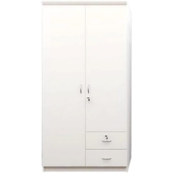 2 Door Wooden Wardrobe,Solid Wood Wardrobe With Lockable Drawers Perfect Modern Stylish Heavy Duty - Image 3