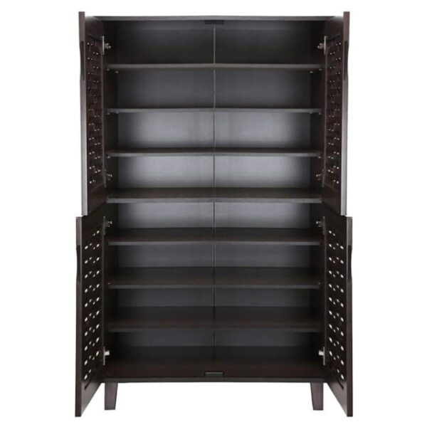 Wooden Shoe Rak/Organiser With 4 Doors - Color Dark Brown Size (130H x 80W x 40D cm) Model -1518. - Image 3