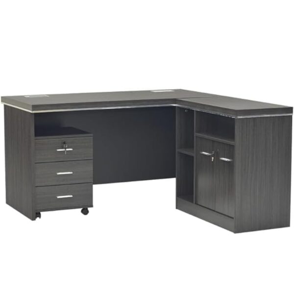 Executive Office Wooden Desk Table With 3 Lockable Drawers, 1 Keyboard Stand Attractive Design | Wooden computer table | Office Wood Desk (Wooden Office Desk 140Cm .) - Image 4