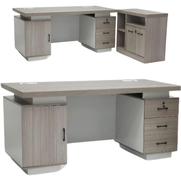 Wooden L-Shape 160Cm Office Desk with 3 Lockable Drawers - Stylish Manager Executive Desk, Spacious Computer Table for Home or Office, Attractive Modern Design - Image 4