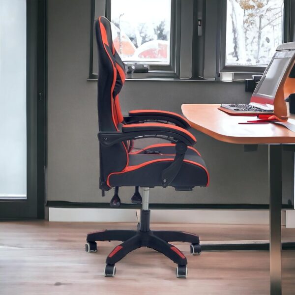 Gaming Chair with USB Lumbar Massager, High Back Leather Office Desk Chair with Adjustable Height, Headrest and Lumbar Support, Swivel Video Game Chair, Ergonomic Computer Gaming Chair (Red Black) - Image 5
