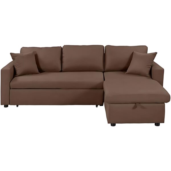 Diwan Sofa Cum Bed With Cushions L-Shaped Storage Space | Convertible Living Room - Image 3