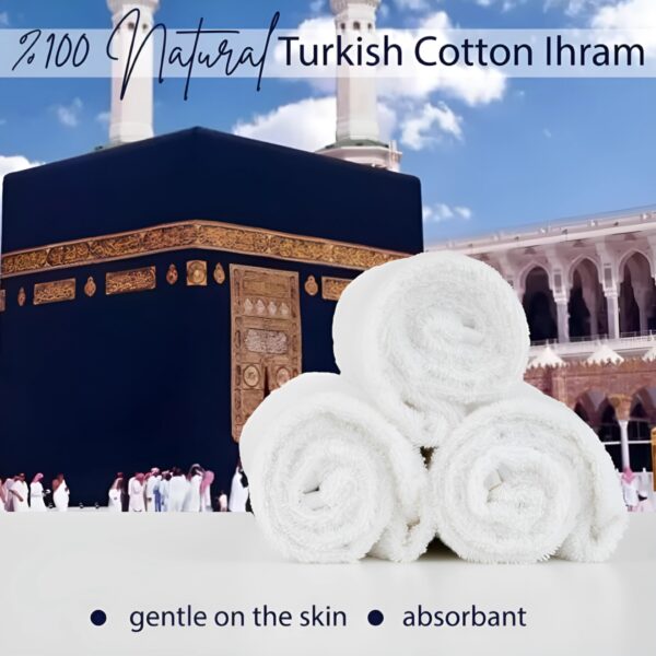Ahram for Men for Hajj and Umrah - 2 Towels(top and Bottom) 100X200 cm New Dry Fast Microfiber Woven Technology - Image 6