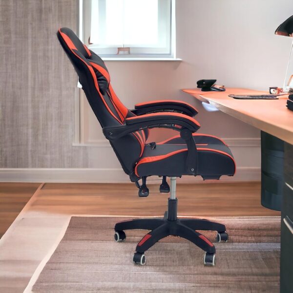Gaming Chair with USB Lumbar Massager, High Back Leather Office Desk Chair with Adjustable Height, Headrest and Lumbar Support, Swivel Video Game Chair, Ergonomic Computer Gaming Chair (Red Black) - Image 7