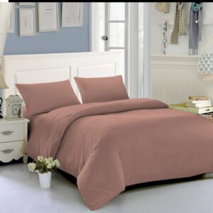 Plain Dark Light Peach– Cotton King Flat Bed Sheet Set  – Soft, Cooling & Breathable Bed Sheets – Wrinkle-Resistant – Luxury King Size Bedding with Two Pillowcases.