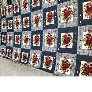 Flower Square– Cotton King Flat Bed Sheet Set  – Soft, Cooling & Breathable Bed Sheets – Wrinkle-Resistant – Luxury King Size Bedding with Two Pillowcases.