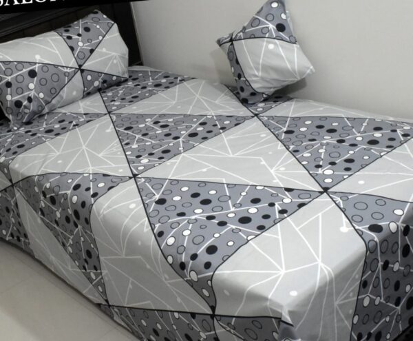 GREY TRIANGLE  – Pakistani Pure Cotton King Flat Bed Sheet Set  – Soft, Cooling & Breathable Bed Sheets – Wrinkle-Resistant – Luxury King Size Bedding with Two Pillowcases.
