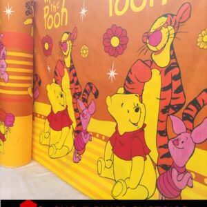 Pooh Orange  – Cotton King Flat Bed Sheet Set  – Soft, Cooling & Breathable Bed Sheets – Wrinkle-Resistant – Luxury King Size Bedding with Two Pillowcases.