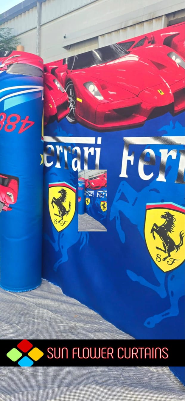 Ferrari Car – Cotton King Flat Bed Sheet Set – Soft, Cooling & Breathable Bed Sheets – Wrinkle-Resistant – Luxury King Size Bedding with Two Pillowcases.