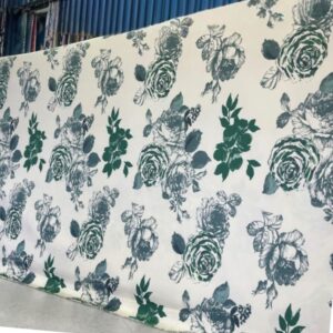 Green Flowers  – Cotton King Flat Bed Sheet Set  – Soft, Cooling & Breathable Bed Sheets – Wrinkle-Resistant – Luxury King Size Bedding with Two Pillowcases.