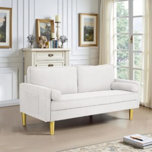 Modern 2-Seater Loveseat Sofa – Small Couch with Side Pockets & Cushions for Bedroom, Office, or Living Room
