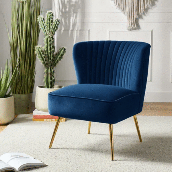 Euclid Velvet Accent Chair – Modern Upholstered Chair with Sleek Metal Legs | Stylish Seating for Living Room, Bedroom, or Office - Image 7