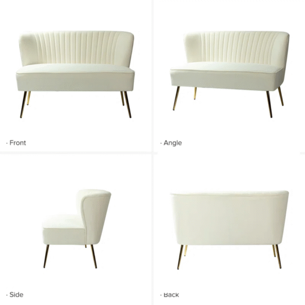 "Sherani 47'' Velvet Armless Loveseat – Modern 2-Seater Sofa for Living Room, Bedroom, or Office | Compact & Stylish Seating" - Image 9