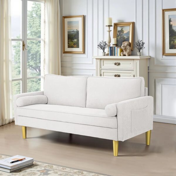 Modern 2-Seater Loveseat Sofa – Small Couch with Side Pockets & Cushions for Bedroom, Office, or Living Room - Image 2