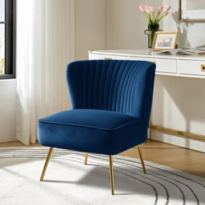 Euclid Velvet Accent Chair – Modern Upholstered Chair with Sleek Metal Legs | Stylish Seating for Living Room, Bedroom, or Office