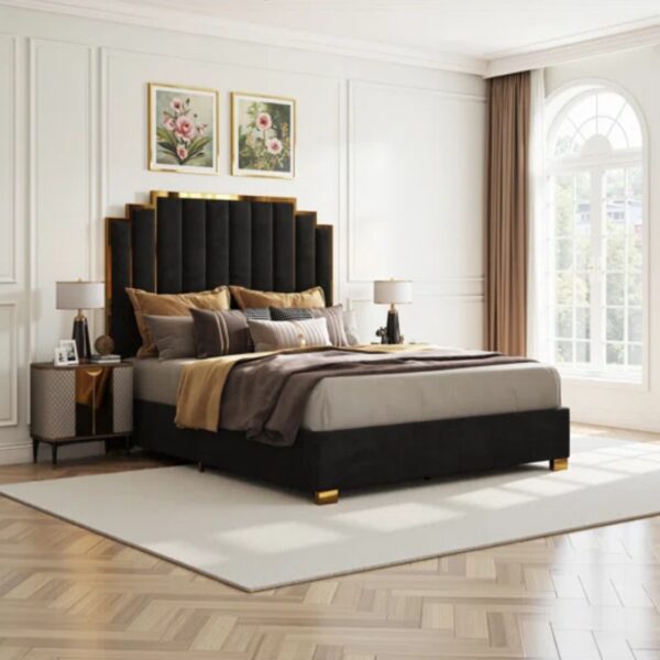 Duncanville Upholstered Platform King Bed – Modern Tufted Headboard, Sturdy Wood Slat Support - Image 4