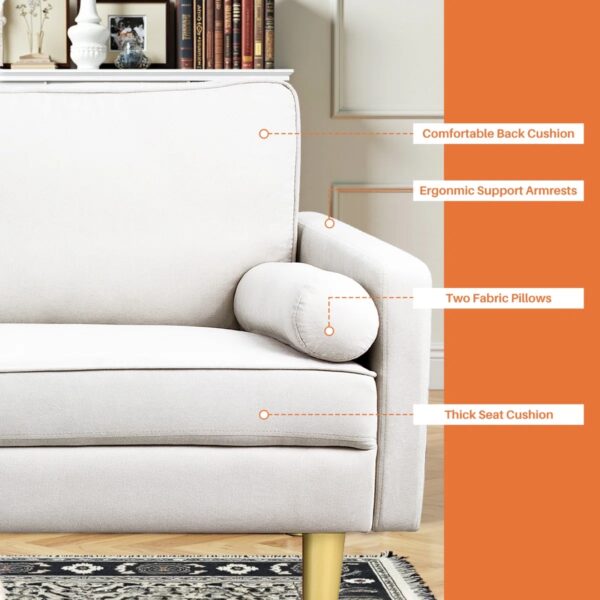 Modern 2-Seater Loveseat Sofa – Small Couch with Side Pockets & Cushions for Bedroom, Office, or Living Room - Image 4