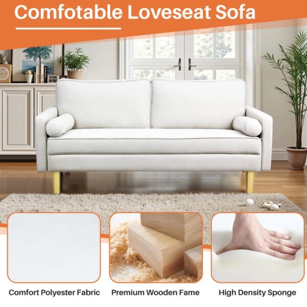 Modern 2-Seater Loveseat Sofa – Small Couch with Side Pockets & Cushions for Bedroom, Office, or Living Room - Image 7