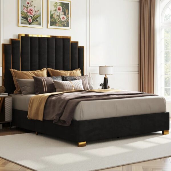Duncanville Upholstered Platform King Bed – Modern Tufted Headboard, Sturdy Wood Slat Support - Image 8