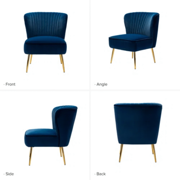 Euclid Velvet Accent Chair – Modern Upholstered Chair with Sleek Metal Legs | Stylish Seating for Living Room, Bedroom, or Office - Image 6
