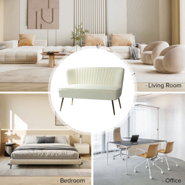 "Sherani 47'' Velvet Armless Loveseat – Modern 2-Seater Sofa for Living Room, Bedroom, or Office | Compact & Stylish Seating" - Image 6