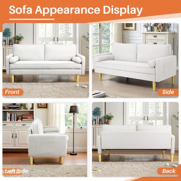 Modern 2-Seater Loveseat Sofa – Small Couch with Side Pockets & Cushions for Bedroom, Office, or Living Room - Image 8