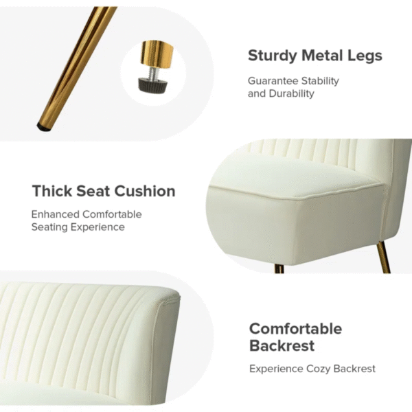 "Sherani 47'' Velvet Armless Loveseat – Modern 2-Seater Sofa for Living Room, Bedroom, or Office | Compact & Stylish Seating" - Image 8