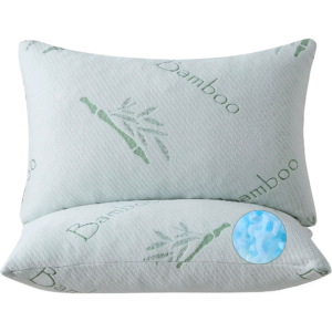 Sherani Bamboo COMFY Shredded Memory Foam Pillows – Cooling Breathable Zippered Queen Pillows, Firm Support for Neck & Back, Hotel Quality Bed Pillow Set of 2