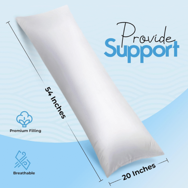 Sherani Ultra Soft Body Pillow – Long Side Sleeper Pillow for Pregnancy Support with 100% Cotton Cover & Soft Polyester Filling (Single Pack) - Image 2