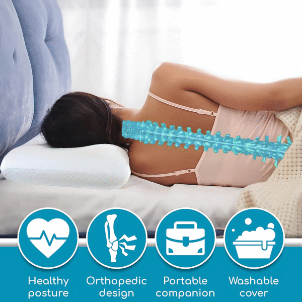 Sherani Memory Foam Pillow with Cooling Gel – Ergonomic Pillow for Neck & Back Pain Relief, Aloe Vera Bamboo Washable Cover, Supports Side, Back & Stomach Sleepers, Standard Size - Image 2