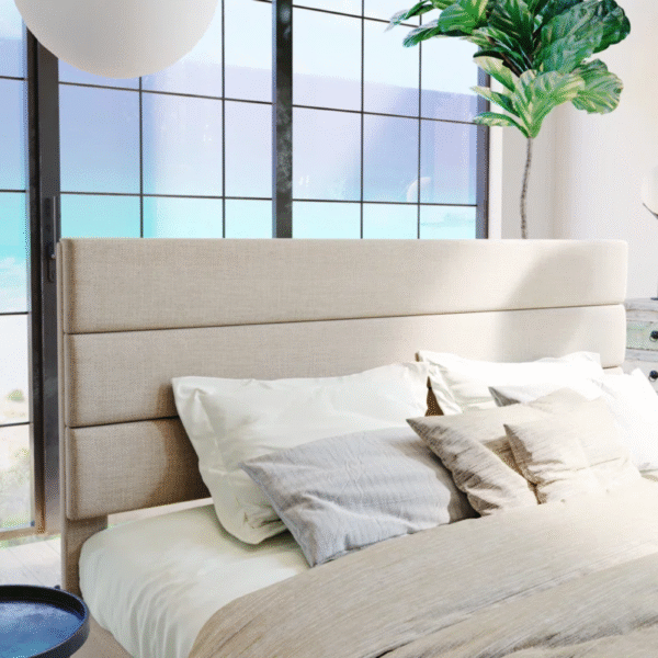 Sherani Platform Bed with Upholstered Fabric Headboard & Wooden Slats – Modern Sturdy Bed Frame for Bedroom - Image 3