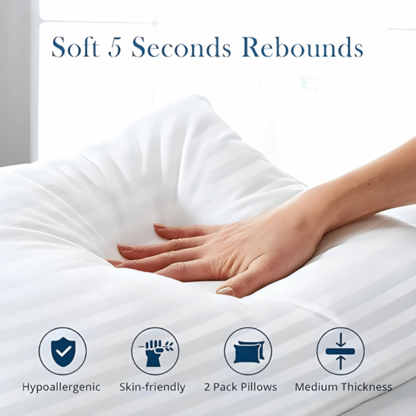 Sherani Hotel Quality Bed Pillows – Cooling Down Alternative, Soft & Supportive Pillows for Side & Back Sleepers, Queen Size 50x75 cm (Set of 2) - Image 4