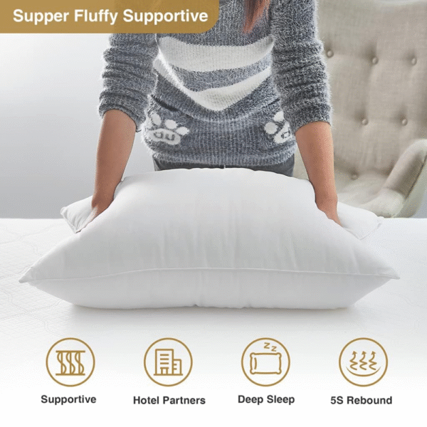 Sherani Luxury Bed Pillows – Hotel Quality Cooling Pillows with Soft 3D Down Alternative Fill for Back, Side & Stomach Sleepers – Queen Size, White (Pack of 4) - Image 4