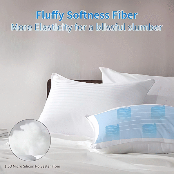 Sherani Hotel Quality Bed Pillows – Cooling Down Alternative, Soft & Supportive Pillows for Side & Back Sleepers, Queen Size 50x75 cm (Set of 2) - Image 3