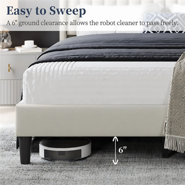 Sherani Upholstered Bed Frame with Wingback Headboard & Side Panels – Modern Platform Bed with Wooden Slats, Sturdy Bedroom Furniture - Image 9